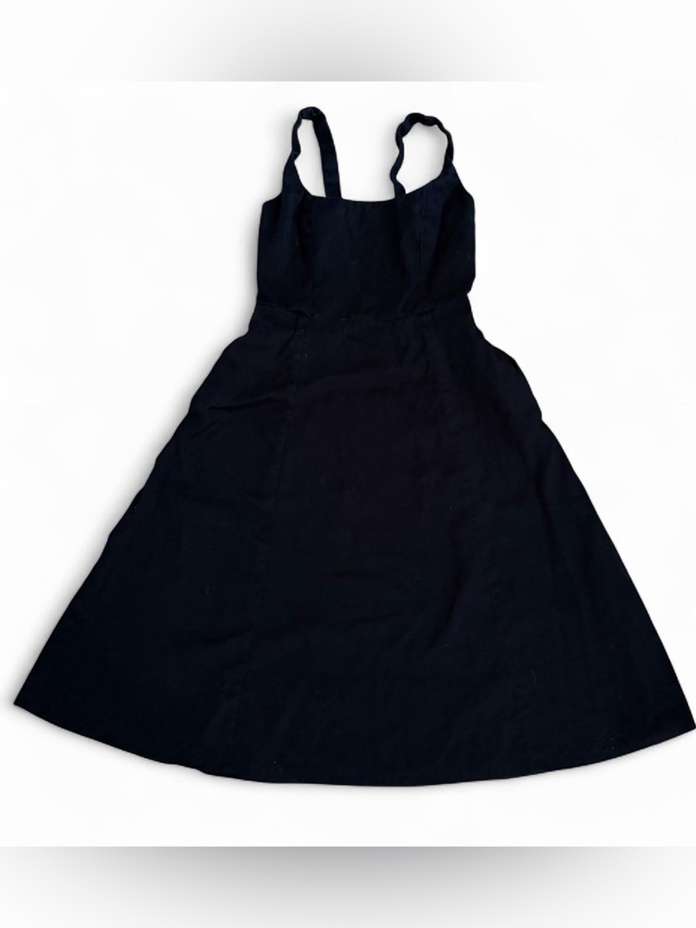 Banana Republic black midi linen/cotton dress w pockets Sz 4P